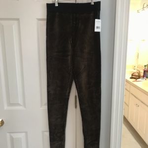 green and black pinstriped velvet leggings